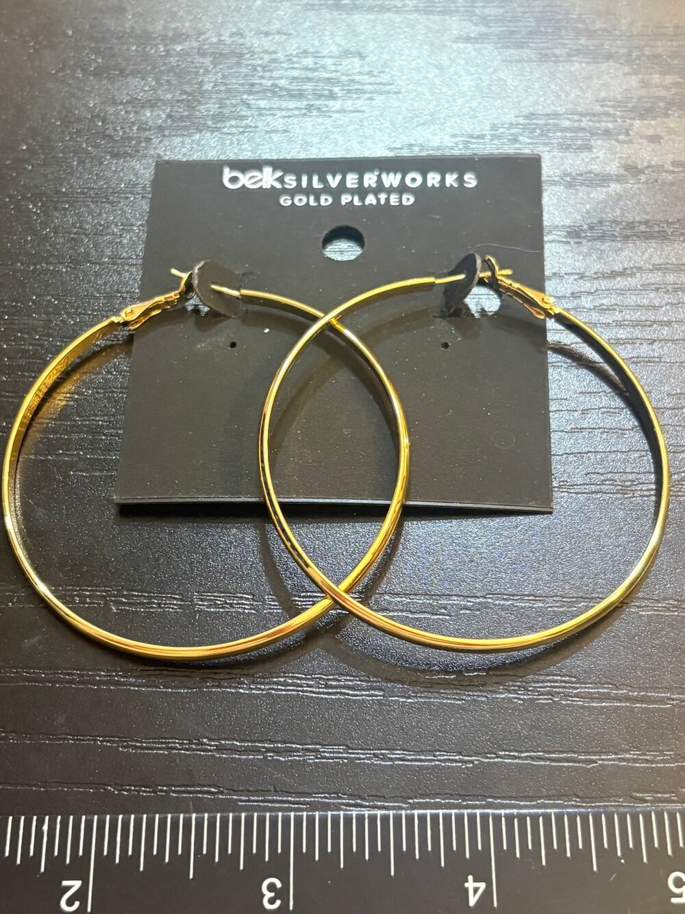 NWT Belk Silverworks Gold Plated Large Hoop Earrings